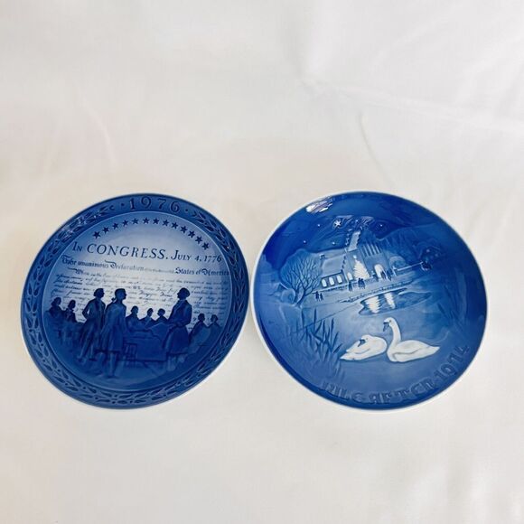 Set of 2 Royal Copenhagen In Congress July 4 1776 and Jule After 1974 Plate Lot - Picture 2 of 11